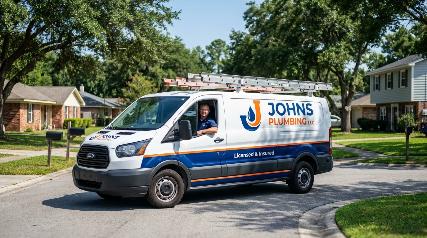 Johns Plumbing LLC service van in Woodstock, NY