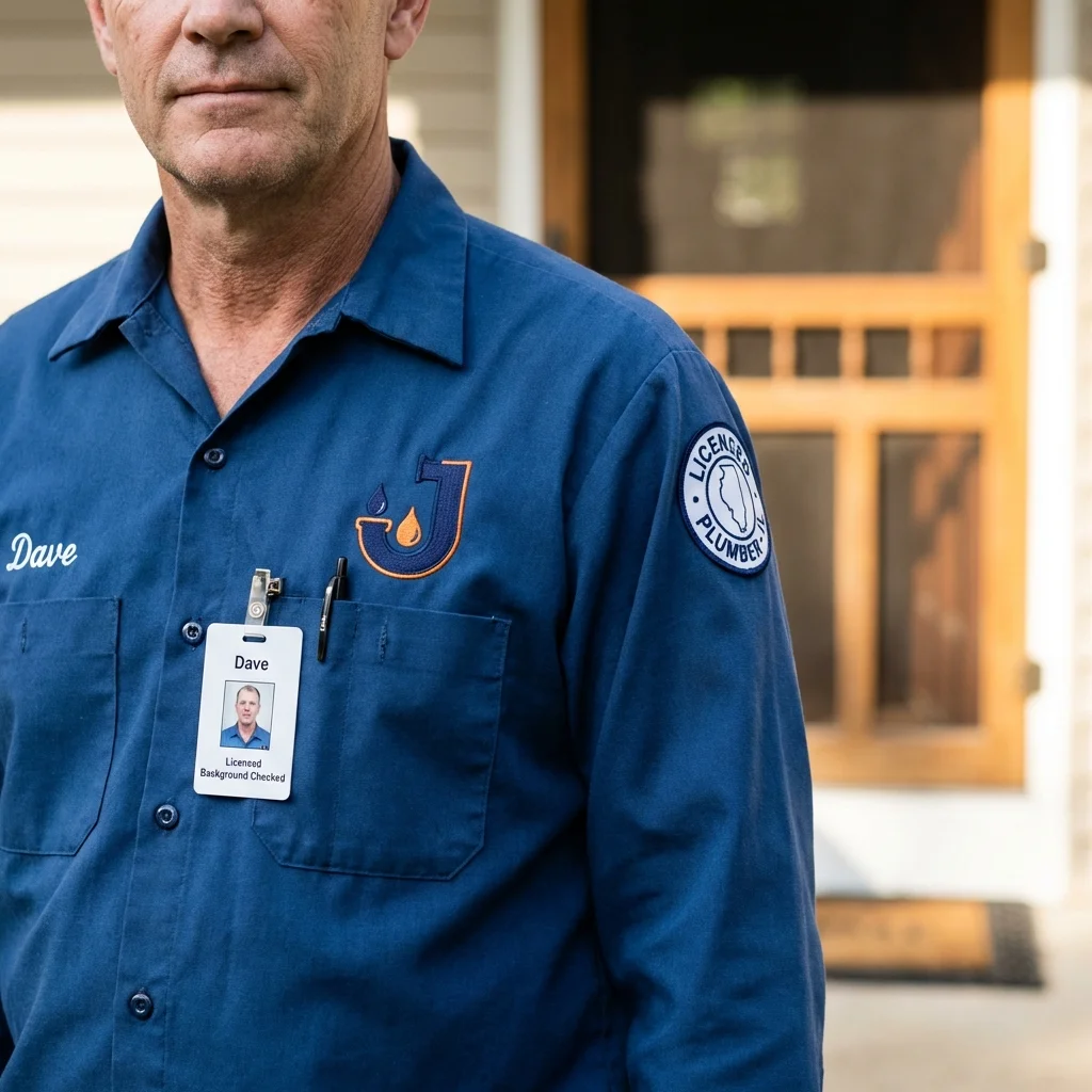 Licensed plumber showing ID badge in Woodstock, NY